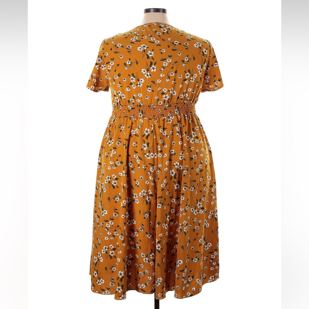 SHEIN Mustard Floral Midi Dress - Picture 2 of 4